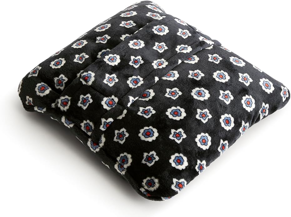 Vera Bradley Women's Fleece Plush Throw Blanket, Mini Flower Dot Black, One Size