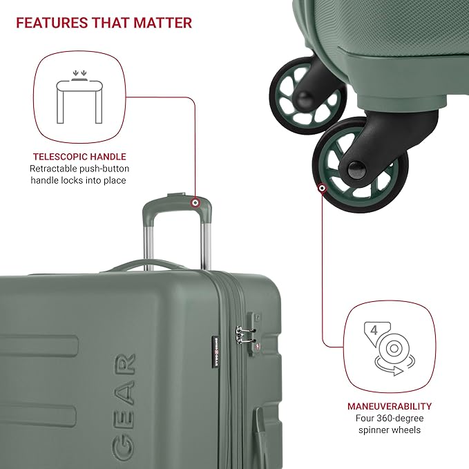 SwissGear 7366 Signature Hardside Expandable Luggage with Spinner Wheels, TSA Lock, Olive, Checked-Large 27-Inch