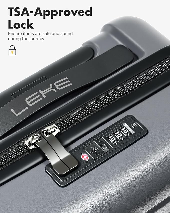 Lekesky Carry On Luggage 22x14x9 Airline Approved, 20 Inch Hard Shell Suitcase with TSA Lock, Lightweight Spinner Wheels Durable ABS Carry-On for Travel Weekend Trips Men Women, Grey