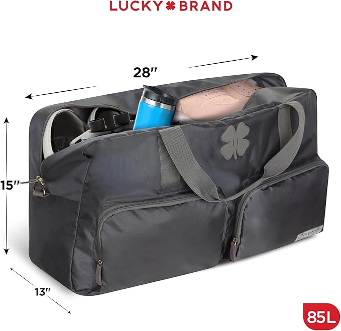 Lucky Travel Duffel Bags 85L, Gym Bag, Travel Bag & Large Duffle Bag for Men, Foldable Overnight Weekender Bags for Women & Men with Adjustable Shoulder Strap, Charcoal