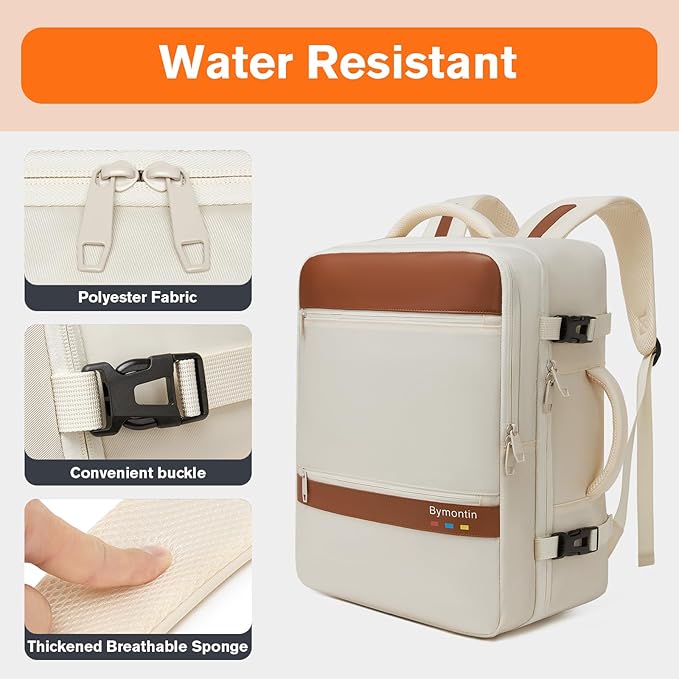 Smart Suitcase-style Laptop Backpack, 25L / 35L Practical Travel Bag for Work, Leisure & Flight, Luggage-Style Commuter Pack (Beige, 25L)