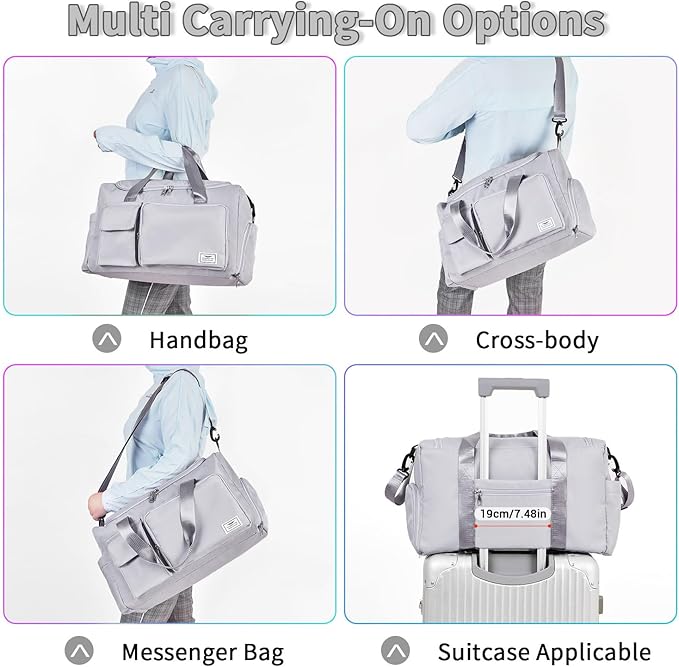 FIORETTO Women's Gym Duffle Bag with Shoes Compartment, 30L Capacity, Ideal for Travel, Gym, Sports, Duffel, Weekender