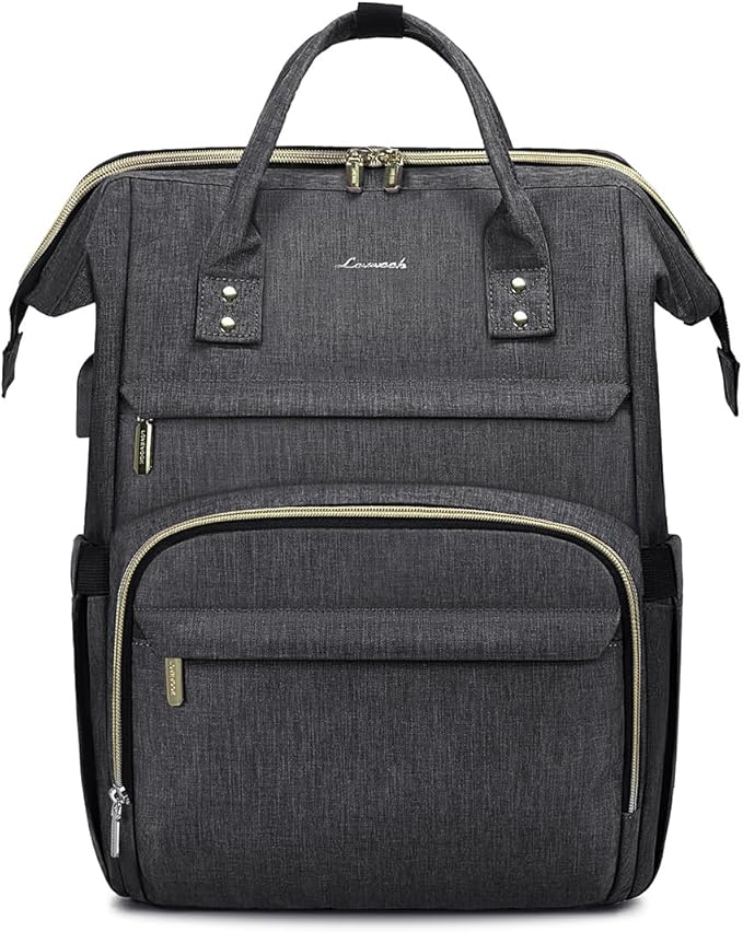 LOVEVOOK Laptop Backpack for Women,17 Inch Professional Womens Travel Backpack Purse Computer Laptop Bag Nurse Teacher Backpack,Waterproof College Work Bags Carry on Back Pack with USB Port,Dark Grey