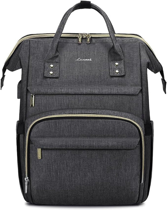 LOVEVOOK Laptop Backpack for Women,15.6 Inch Professional Womens Travel Backpack Purse Computer Laptop Bag Nurse Teacher Backpack,Waterproof College Work Bag Carry on Back Pack with USB Port,Dark Grey