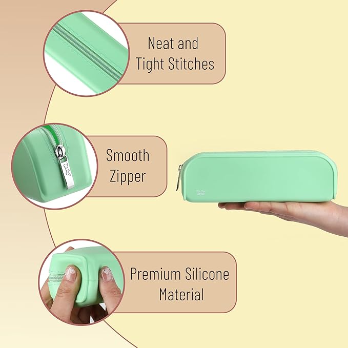 Mr. Pen- Silicone Pencil Case Pouch, Mint Breeze, Aesthetic Multipurpose Design, Aesthetic Pencil Case Small, Silicone Makeup Bag