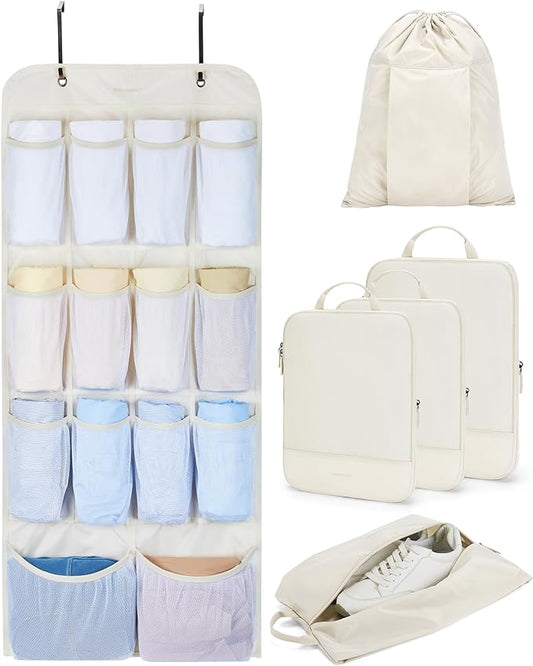 BAGSMART Hanging Compression Packing Cubes for Closet Organizers And Storage, 6 Set Suitcase Organizer Bags Set, Cruise Travel Essentials for Women | Hanging, Compression, Packing Cubes, for Women
