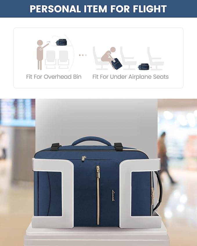 LOVEVOOK Travel Backpack for Women & Men 40L,Airline Approved Carry On Backpack Travel Essentials,TSA Carry on Luggage,Waterproof Personal Item Travel Bag,Suitcase with 3 Packing Cube,Blue green-Black