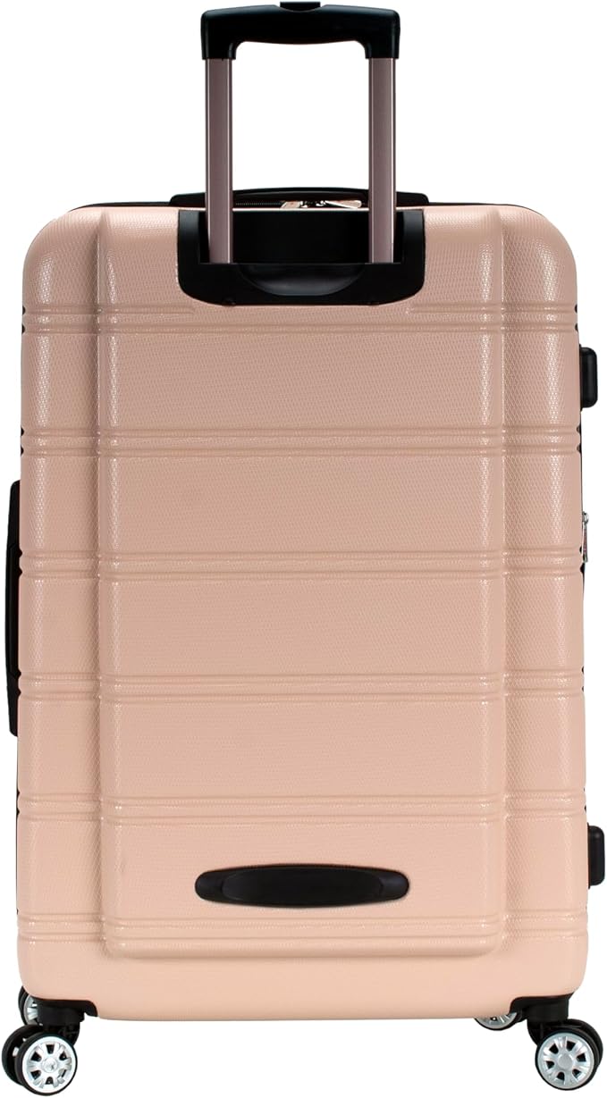 Rockland Melbourne Hardside Expandable Spinner Wheel Luggage, Champagne, Checked Large 28"
