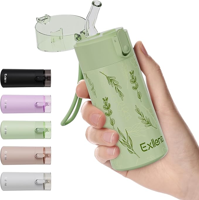 5oz Small Water Bottles with Straw, Mini Water Bottle with One-Hand Open Design, Leak-Proof Locking Lid for Hot&Cold Drinks, Small Travel Water Bottle - 100% Leakproof for School, Travel...(Floral)