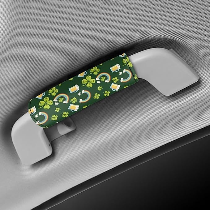 BIGCARJOB Novelty Leaf Print Luggage Handle Cover Set of 2 Pcs St. Patrick Decorative Suitcase Handle Sleeve Door Handle Wraps Travel Accessories Women Men Gifts