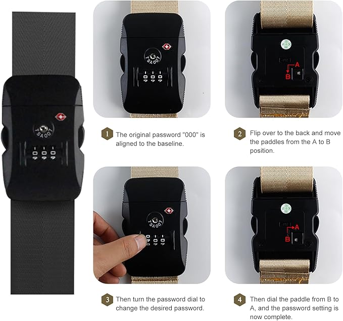 Veki Luggage Straps, TSA Approved Travel Luggage Packing Straps, Buckle Luggage Tags, Suitcase Belt Straps, Cordless Luggage, Add-On Bags, Accessory Buckle Straps and Packing Straps (Black)