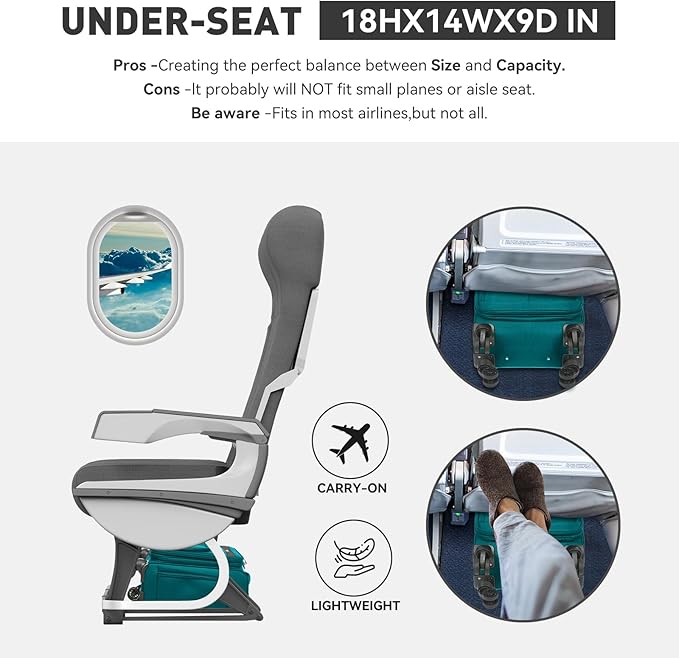 16 Inch Underseat Carry on Luggage With Wheels Softside Lightweight Compact Business Suitcases Travel Bag with Spinner Wheels Airline Approved Luggage for Short Trip,Green