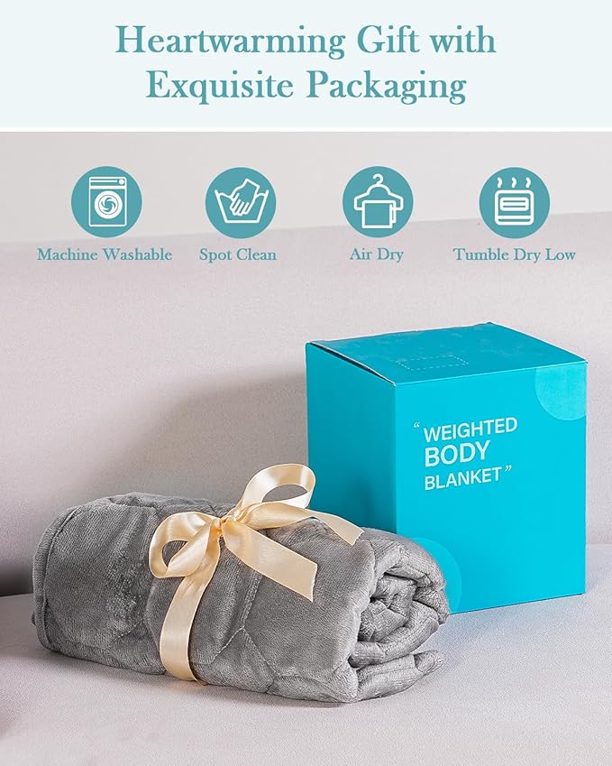 Topblan Weighted Lap Blanket 5lbs for Adults, Small Weighted Blanket Throw for Napping, Relaxation, Calming and Travel, Skin Friendly & Machine Washable for All-Season Sleeping