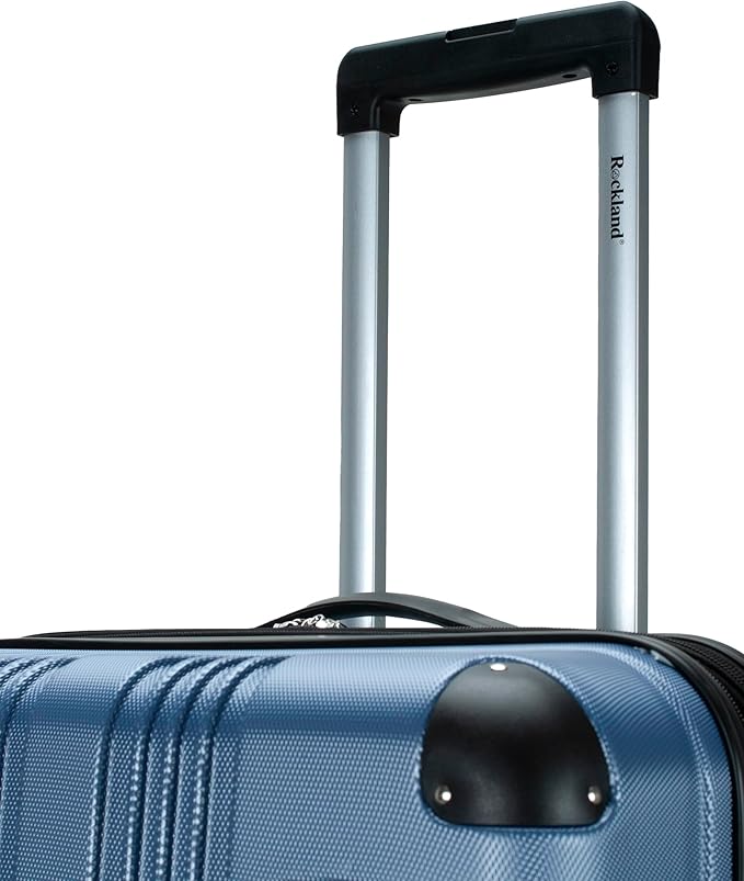 Rockland London Hardside Expandable Spinner Wheel Luggage, Blue, Checked-Large 28-Inch