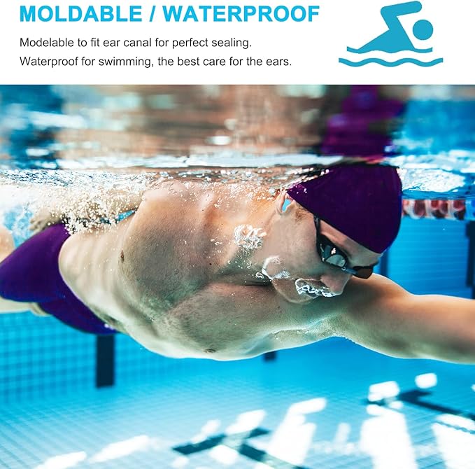 Ear Plugs for Sleeping, Waterproof Moldable Silicone EarPlugs for Sleeping Noise Cancelling, Mowing, Swimming and Concerts, 8 Pair (16 Count)