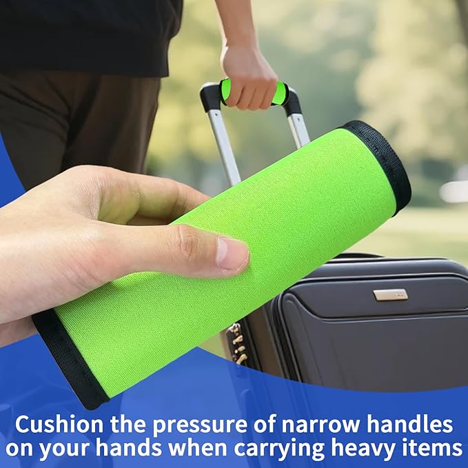 6 Pack Luggage Handle Wrap for Suitcase Luggage Tags Bright Soft Suitcase Identifiers Luggage Handle Covers Travel Accessories, Green
