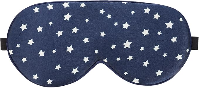 ALASKA BEAR Natural Silk Sleep Mask, Super Smooth Eye Mask (Blue Stars)
