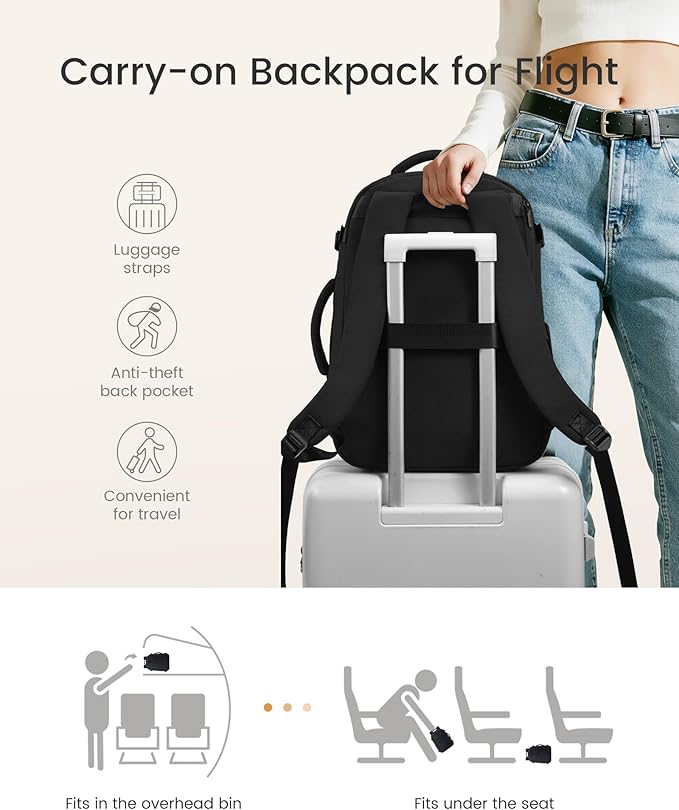 LOVEVOOK 50L Travel Backpack for Women & Men,Airline Approved Carry On Backpack with 3 Packing Cubes,TSA Waterproof Personal Item Bag,Weekender Overnight Essentials Backpacks fits 20" Laptop Backpack