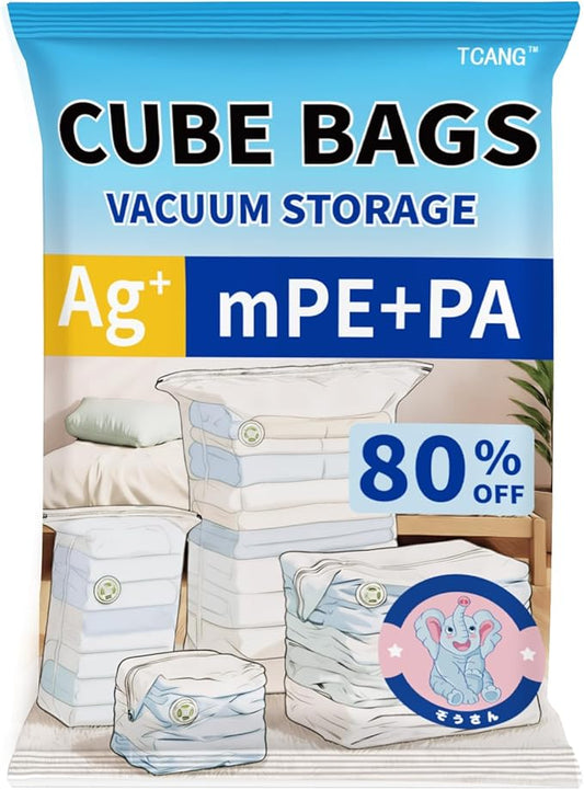 1 PACK Cube Vacuum Storage Bags,Jumbo Cube (31.4 * 39.3 * 14.9 Inch), Extra Large Vacuum Seal Bags for Clothing, Comforters, Blankets, Bedding, Closet Organization Space Saving