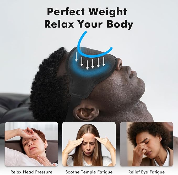 Weighted Eye Mask for Sleeping, 3D Contoured Sleep Mask Blackout with Adjustable Strap, Lash Extensions Sleeping Mask for Travel, Eye Cover Blindfold for Men Women (Black, 4.6oz)