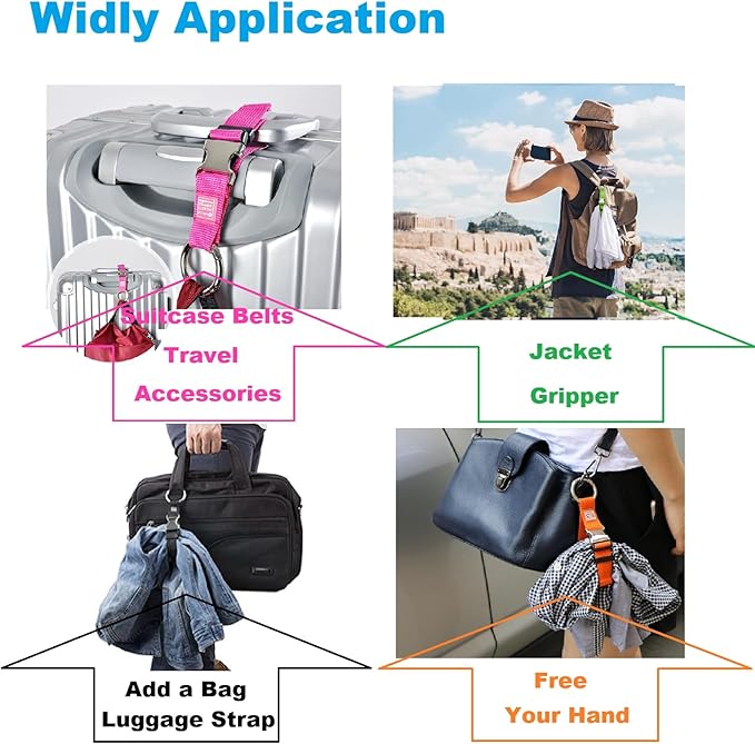 2PCS Heavy Duty Add a Bag Luggage Straps Jacket Gripper,Carry-on Luggage Belt Baggage Suitcase Straps Belts Travel Accessories (Grey+2 Pack)