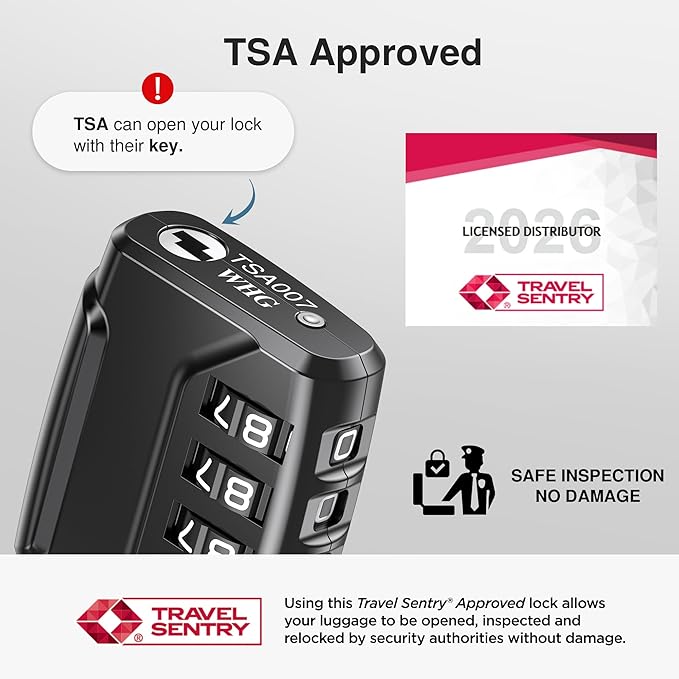 Puroma 6 Pack TSA Approved Luggage Locks, 4 Digit Combination Travel Locks Resettable Code Lock with Zinc Alloy Body for Suitcase, Toolbox, Backpack, Bag, Gym Locker (Basic Black)