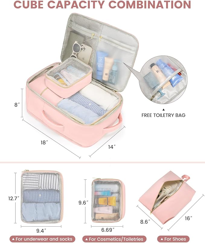LOVEVOOK Travel Backpack for Women, 40L Carry On Backpack for Airplanes, Personal Item Bag for Airlines Fits 17 inch Laptop, TSA Approved Luggage with 3 Packing Cubes,Waterproof Weekender Gym Backpack