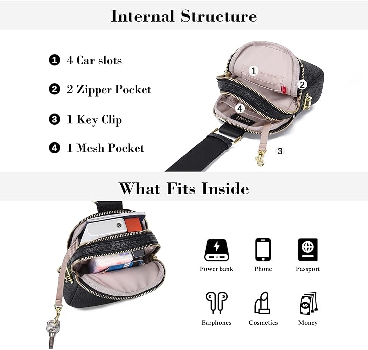 INICAT Anti Theft Crossbody Bag for Women, Small RFID Blocking Sling Purse with Zipper Lock for Travel, Vegan Leather