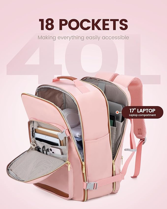 LOVEVOOK 40L Travel Backpack for Women Men,Waterproof Airline Approved Carry On Luggage Travel Essentials,TSA Carry On Backpack Personal Item Travel Bag Suitcase Weekender Traveling with Packing Cubes