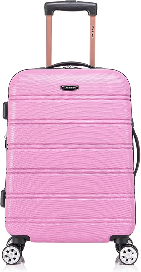 Rockland Melbourne Hardside Expandable Spinner Wheel Luggage Set, Pink, Carry-On 20-Inch and Tote 14-Inch