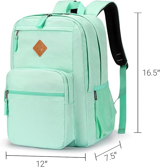 ZORFIN 26L Backpack for College, and Travel: Water Resistant Bookbag - Mint