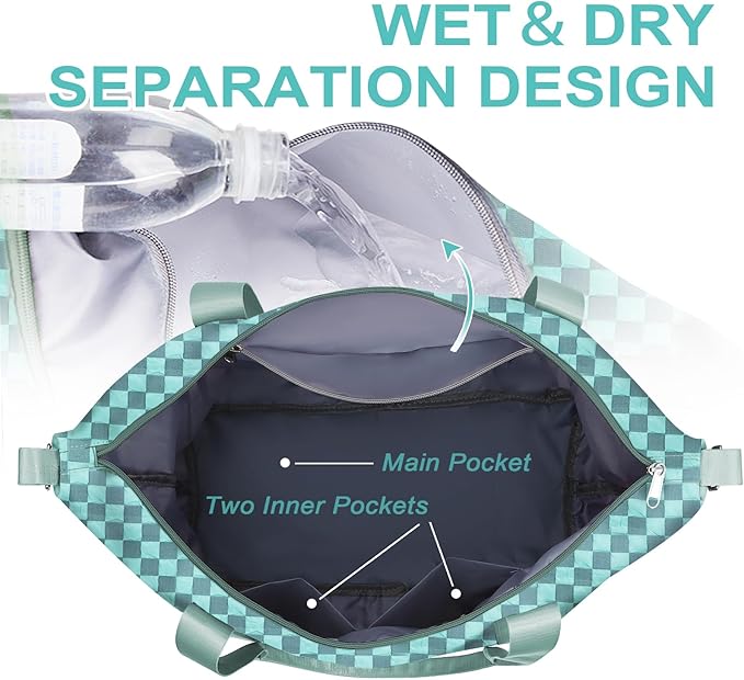 WOOMADA Weekender Bag for Women, Travel Duffel Bags with Shoe Compartment & Wet Pocket, Personal Item Bag for Airlines