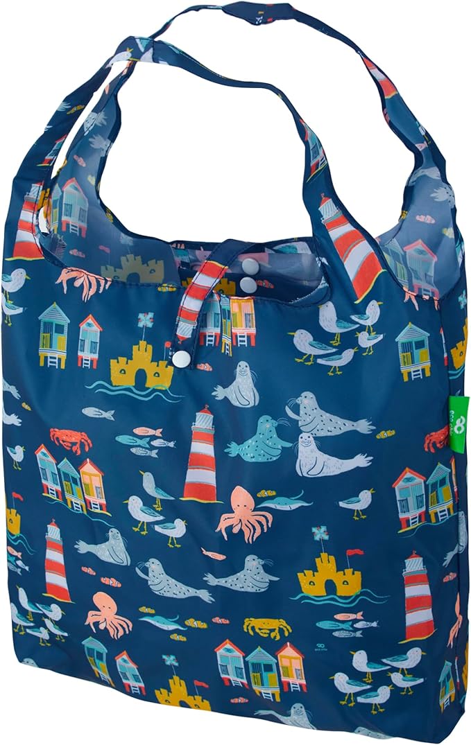 ECO CHIC Foldable Reusable Grocery Bags - Lightweight, Recycled & Reusable Shopping Bag - Waterproof Packable Tote