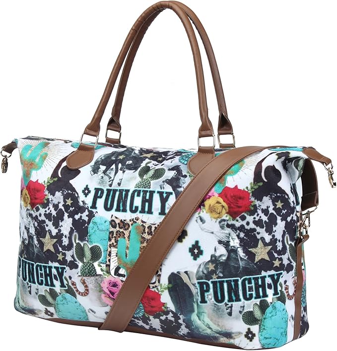 Weekender Bag Duffle Bag For Women Large Travel Tote Bag Overnight Weekend Bags With Shoulder Strap Cow Leopard Atzec…