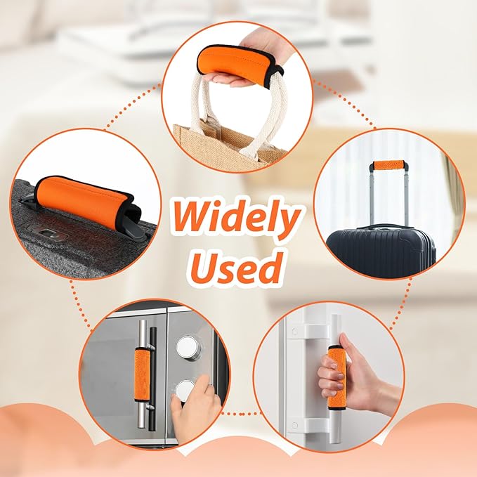 2 Pack Luggage Handle Wraps for Suitcase, Bright Color Comfort Soft Handle Covers Suitcase Luggage Handle Wrap Luggage Tag Wraps Travel Accessories (Orange)