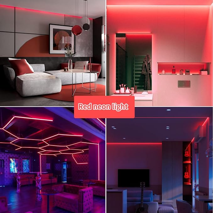 LED Strip Lights Flexible 50ft Red Waterproof LED Rope Lights Outdoor, 110V Red Neon Lights Cuttable & Connectable Indoor Outdoor Decor DIY Lights for Room Festival Commercial Building