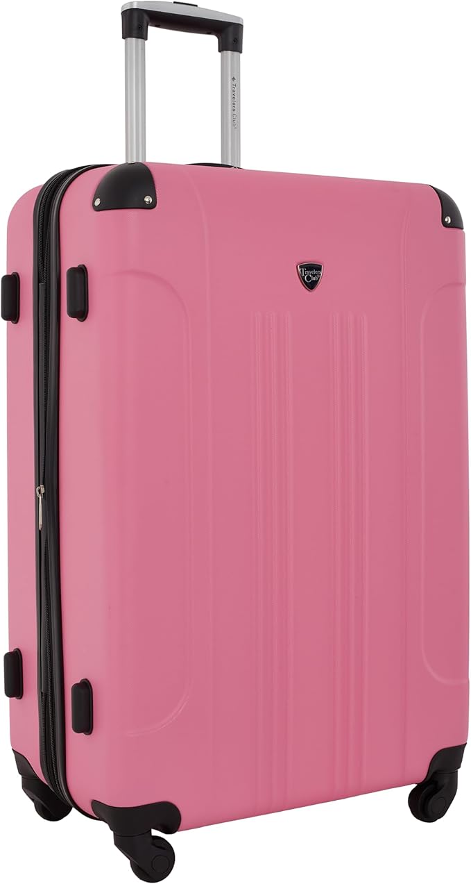 Travelers Club Chicago Hardside Expandable Spinner Luggage, Hot Pink, 5 Piece Set