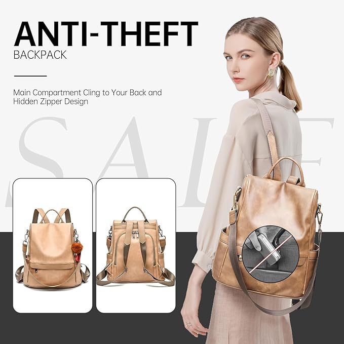 CHERUTY Women Backpack Purse PU Leather Anti-theft Casual Shoulder Bag Fashion Ladies Satchel Bags