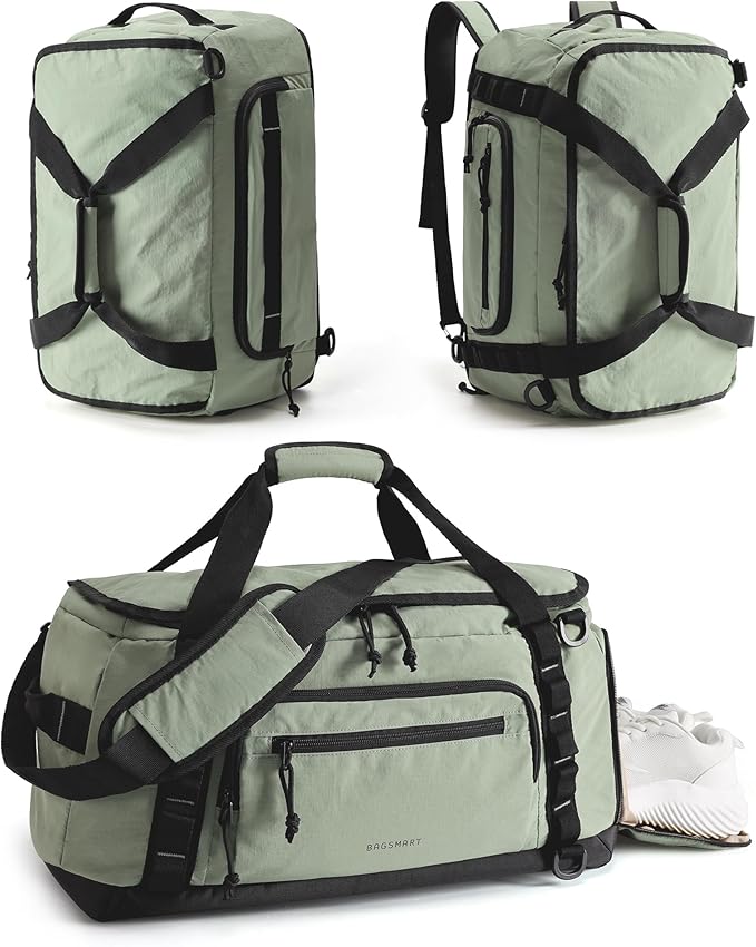 BAGSMART 4-IN-1 Gym Bag for Women Men, TSA Lightweight Duffle Bag for Travel with Shoe Compartment & Wet Pocket, 22L/30L/38L Tactical Backpack with 40oz Water Bottle Holder
