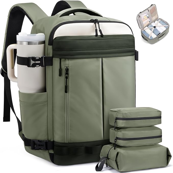 LOVEVOOK 40L Travel Backpack for Women Men, Airline Approved Carry On Luggage with 3 Cubes Accessories, TSA Personal Item Travel Cruise Essentials, Waterproof Weekender Overnight Bags fits 17" Laptop