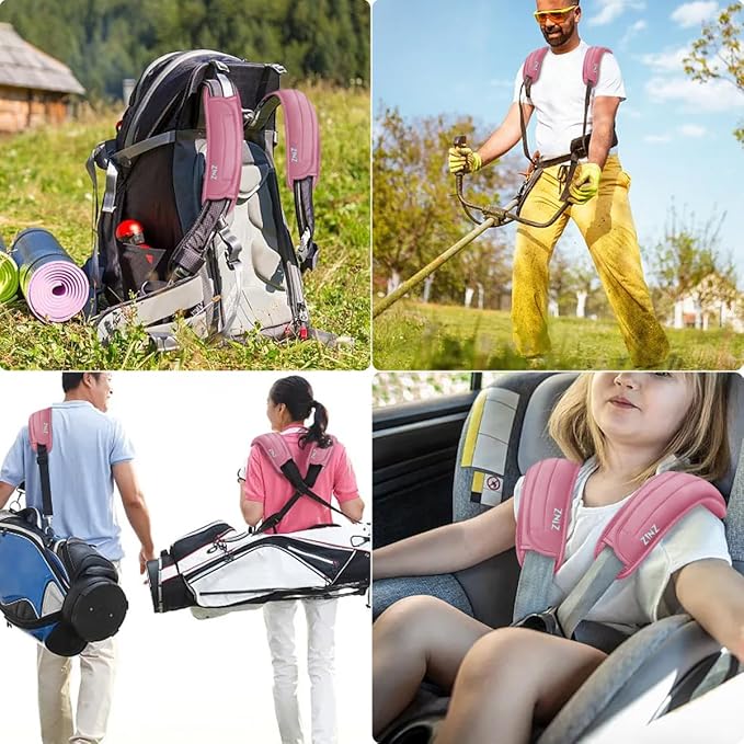 ZINZ 2-Pack Universal Shoulder Pad with Ultra thick Cushion for Bag Luggage Bag Crossbody, Plus Long & Anti-Slip & Breathable,Pink-2Pack