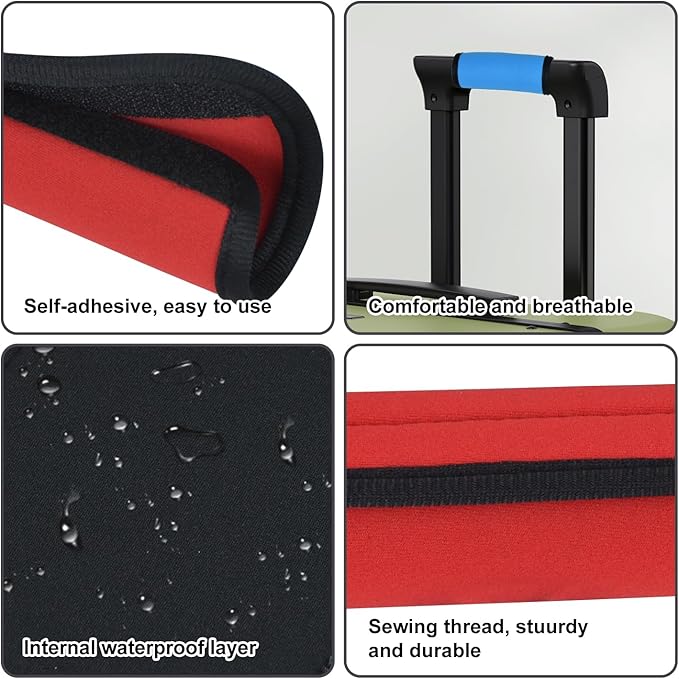 2pcs Neoprene Luggage Handle Wraps, Detachable Handle Covers Bright Suitcase Identifier for Travel Bag/Beach Bag/Backpacks (2Pcs-Black & Blue)
