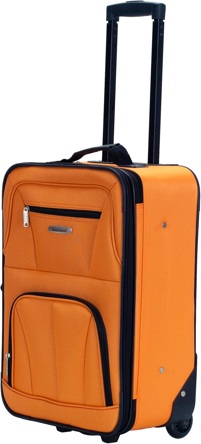 Rockland Fashion Softside Upright Luggage Set,Expandable, Orange, 2-Piece (14/19)