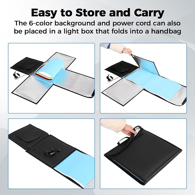 Photo Light Box, 12/16/20/24/32 Inch Photography Light Box with CRI>95 120 Light Beads. Dimmable Shooting Tent Kit with White and Warm Light. 6 Color Backdrops Photo Booth for Studio Products Display