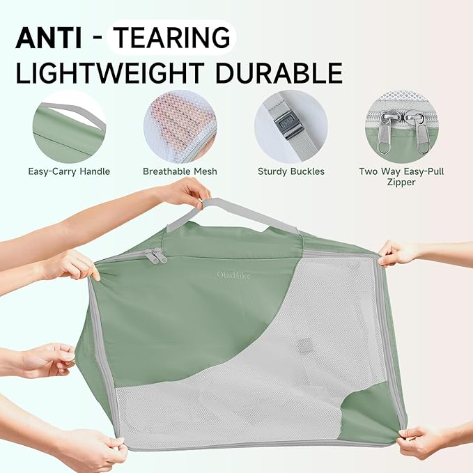 11 Set Packing Cubes for Travel, Gifts for Women Mom Kids, TSA Approved Bags for Makeup, Cosmetic, Toiletry, Suitcase Organizers for Checked Luggage,Cruise Essentials,Airplane Accessories,Matcha Green