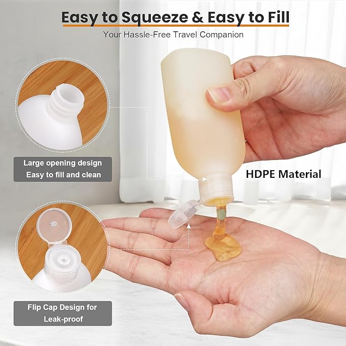 Cosywell Travel Bottles for Toiletries 9PCS Shampoo Bottles TSA Approved Toiletry Bottle Leakproof Plastic Cream Jars Refillable Cream Lotion Travel Essential Toiletrie(White)