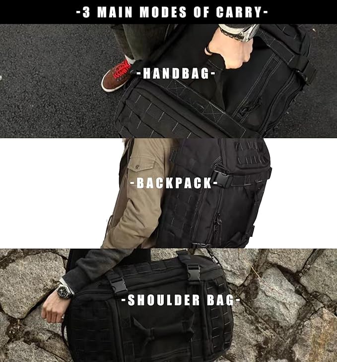 Travel Duffle Bag Backpack for Men - Large Tactical Bags Weekender Gym Bag for Overnight Traveling Military Workout Deployment Sports (Black, 80L)