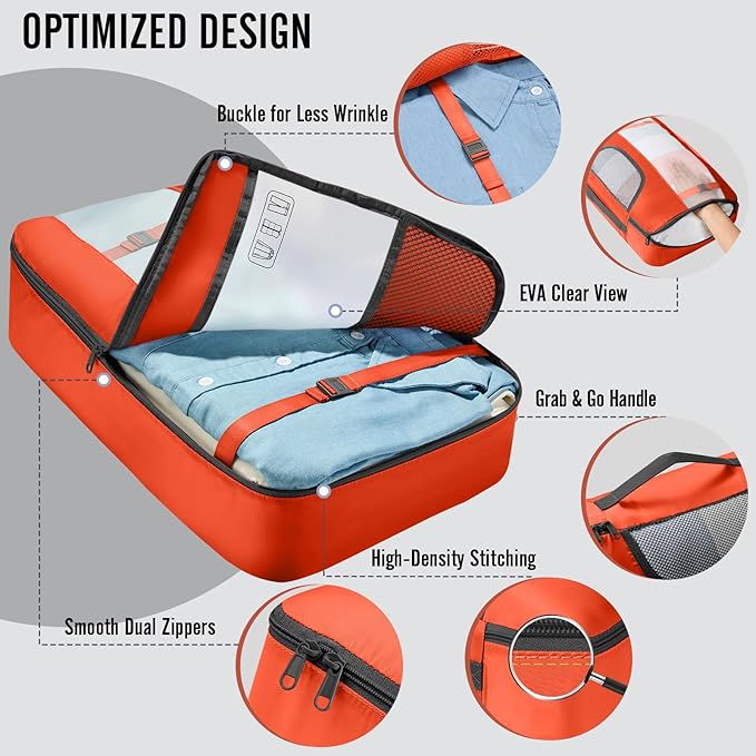 Veken 10 Set Packing Cubes for Travel Essential, Suitcase Organizer Bags in 4 Sizes, Carry-On Luggage Accessories with Large Laundry & Hanging Toiletry Bag, Must-Have for Airplane, Road Trip & Camping
