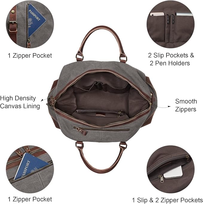 S-ZONE Duffle Bag for Travel Canvas Duffel Bag Carry on Weekender Bag for Men