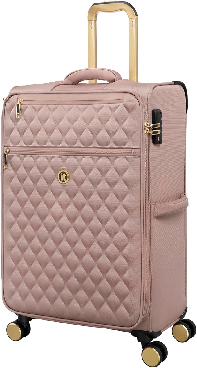 It Luggage Glimmering 28" Softside Checked 8 Wheel Expandable Spinner, Mink Gold